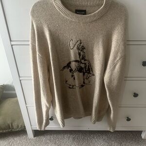 Women’s Beige Sweater with Graphic Design
